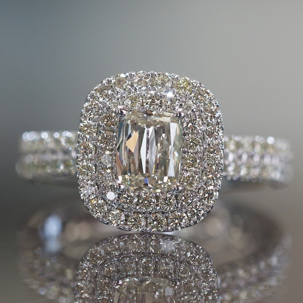 Cushion Cut Diamond Halo Engagement Ring